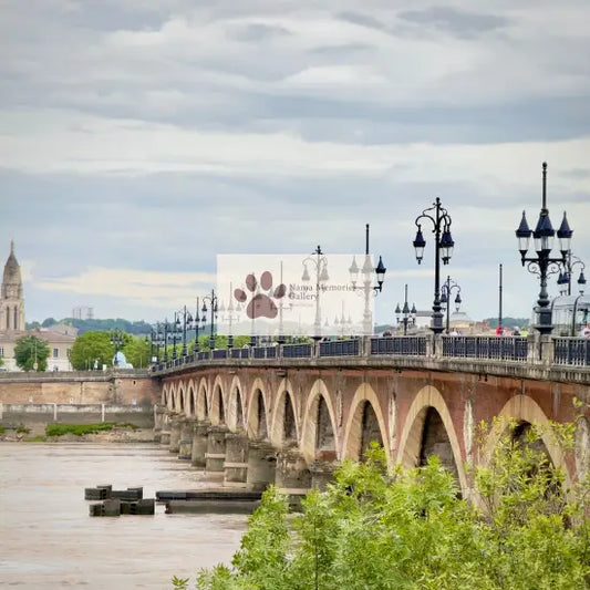 Bordeaux - Cloudy Day at Pont de Pierre (Stone Bridge) - Digital Photo Download