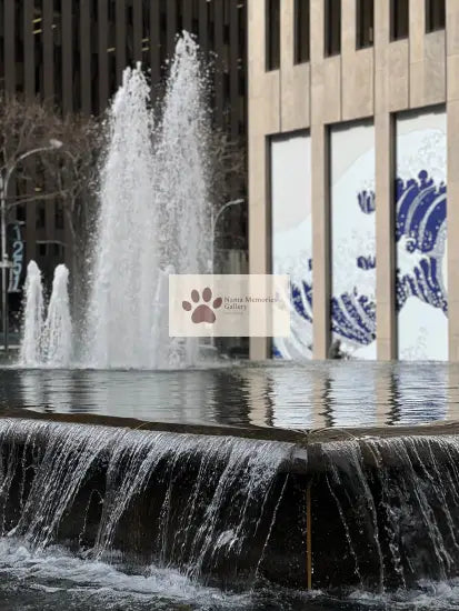 NYC Manhattan Lively Water Fountain & Iconic Japanese Art Digital Photography